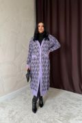 Lila Düğmeli Triko Hırka resmi